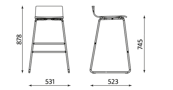 Wymiary krzesła Cafe VII HOKER